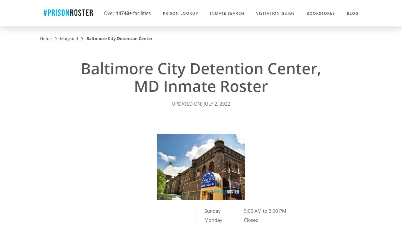 Baltimore City Detention Center, MD Inmate Roster